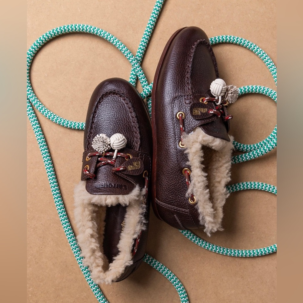 Larroude Brown Loafers with Cream Accents